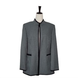 John Meyer Collection Black & White Checkered Black Trim Blazer Size 12